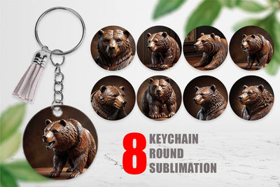 Keychain 3D Carved Bear Sublimation artnoy 