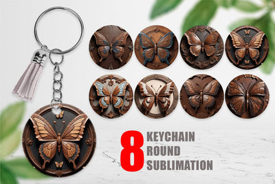 Keychain 3D Carved Butterfly Sublimation artnoy 