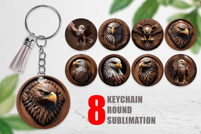 Keychain 3D Carved Eagle Sublimation artnoy 