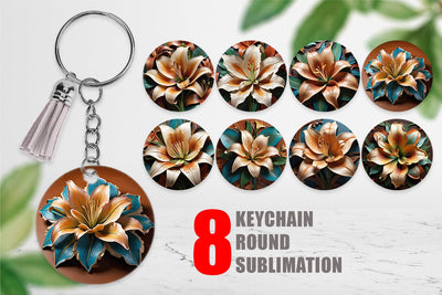 Keychain 3D Carved Lily Sublimation artnoy 
