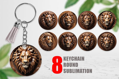 Keychain 3D Carved Lion Sublimation artnoy 