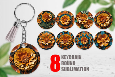 Keychain 3D Carved Marigold Sublimation artnoy 