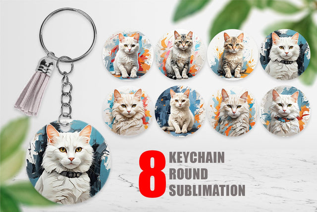 Keychain 3D Cat Painting Sublimation artnoy 