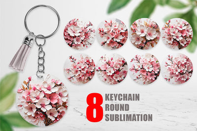 Keychain 3D Cherry Blossom Sublimation artnoy 
