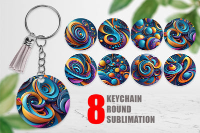 Keychain 3D Circles and Bubbles Sublimation artnoy 