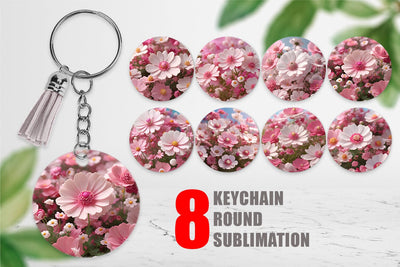 Keychain 3D Cosmos Flowers Sublimation artnoy 