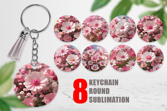Keychain 3D Cosmos Flowers Sublimation artnoy 