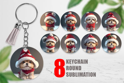 Keychain 3D Cute Dog Christmas Sublimation artnoy 
