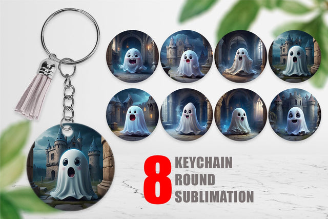 Keychain 3D Cute Ghost Halloween Sublimation artnoy 