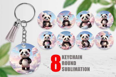 Keychain 3D Cute Panda Pastel Sublimation artnoy 
