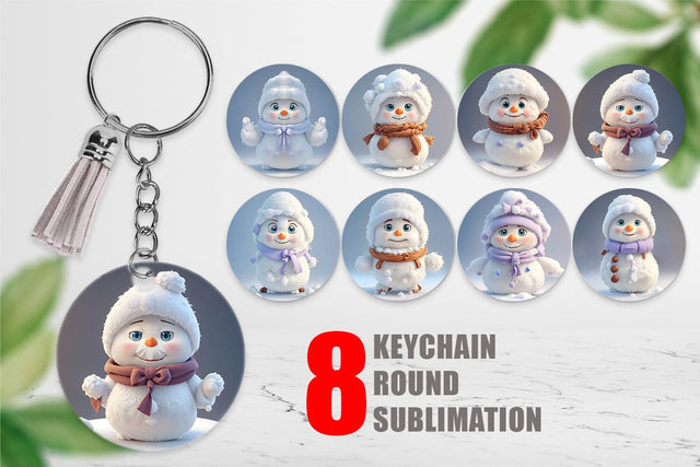 Keychain 3D Cute Snowman Christmas Sublimation artnoy 