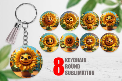 Keychain 3D Cute Sunflowers Sublimation artnoy 