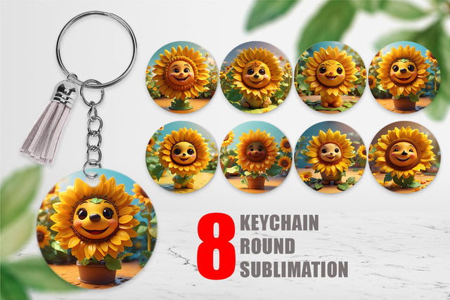 Keychain 3D Cute Sunflowers Sublimation artnoy 