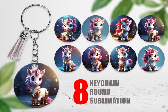 Keychain 3D Cute Unicorn Sublimation artnoy 