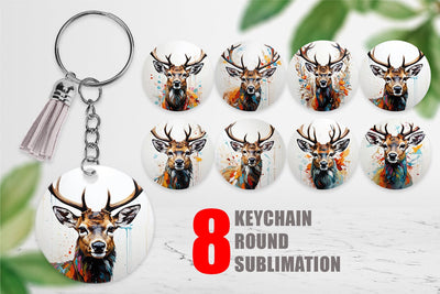 Keychain 3D Deer Painting Sublimation artnoy 
