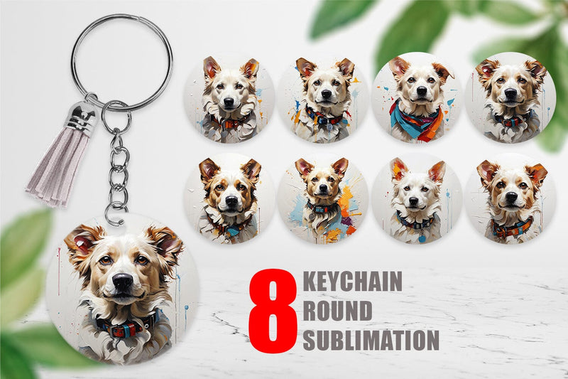 Keychain 3D Dog Painting Sublimation artnoy 