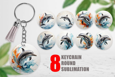Keychain 3D Dolphin Painting Sublimation artnoy 