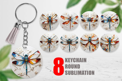 Keychain 3D Dragonfly Painting Sublimation artnoy 