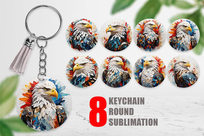 Keychain 3D Eagle Painting Sublimation artnoy 