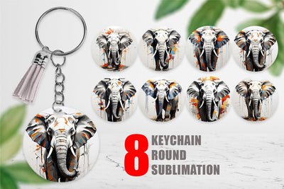Keychain 3D Elephant Painting Sublimation artnoy 