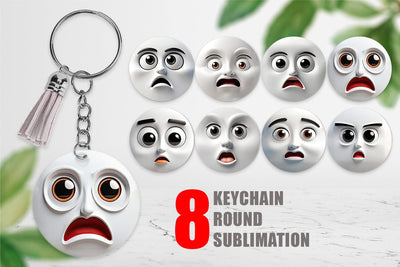 Keychain 3D Face Expressions Sublimation artnoy 