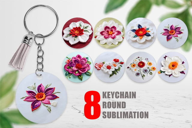 Keychain 3D Flower Embroidered Sublimation artnoy 