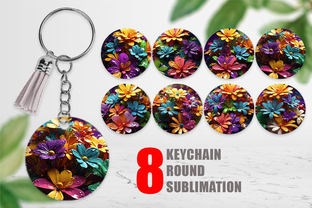 Keychain 3D Flowers with Waterdrop Sublimation artnoy 