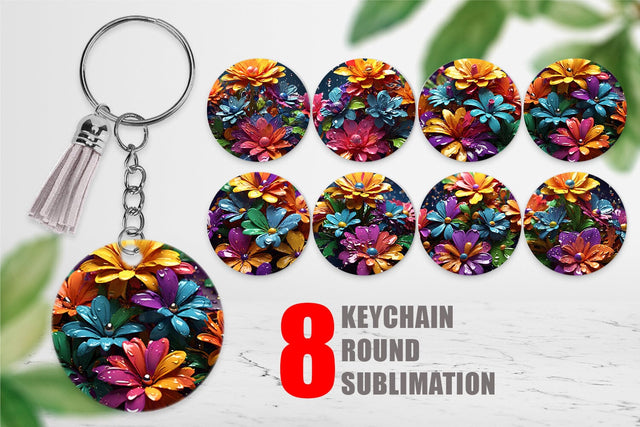 Keychain 3D Flowers with Waterdrop Sublimation artnoy 