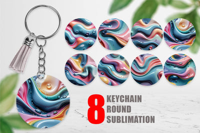 Keychain 3D Flowing Pastel Sublimation artnoy 
