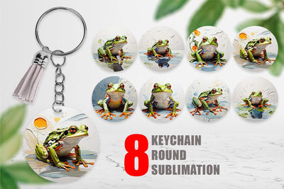 Keychain 3D Frog Painting Sublimation artnoy 