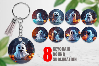 Keychain 3D Ghost Halloween Sublimation artnoy 