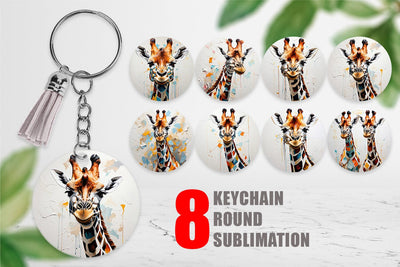 Keychain 3D Giraffe Painting Sublimation artnoy 