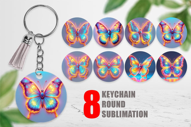 Keychain 3D Glowing Butterfly Sublimation artnoy 