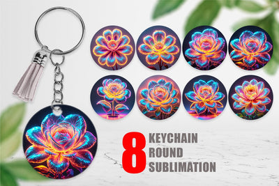 Keychain 3D Glowing Flower Sublimation artnoy 