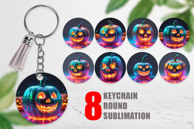 Keychain 3D Glowing Jack O Lantern Sublimation artnoy 