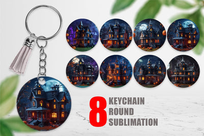 Keychain 3D Haunted House Sublimation artnoy 