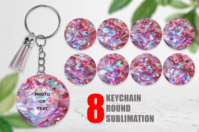 Keychain 3D Holographic Pink Liquid Sublimation artnoy 