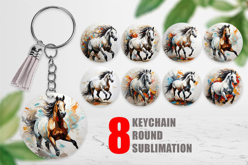 Keychain 3D Horse Painting Sublimation artnoy 