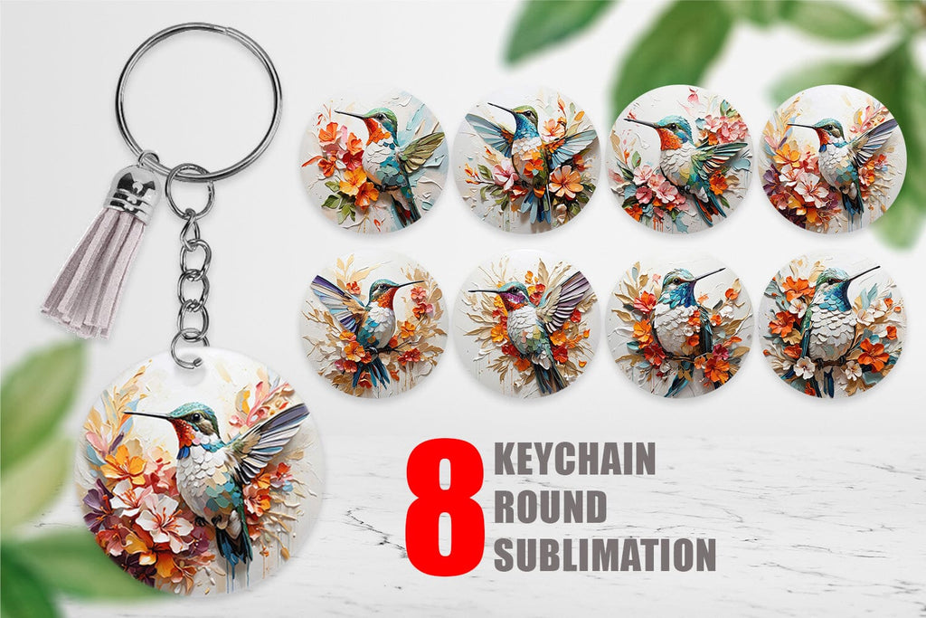 Keychain 3D Hummingbird Painting - So Fontsy