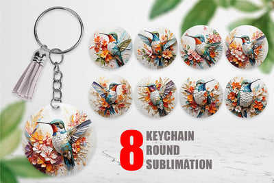Keychain 3D Hummingbird Painting Sublimation artnoy 