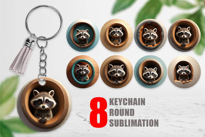 Keychain 3D Illustration Raccoon Sublimation artnoy 