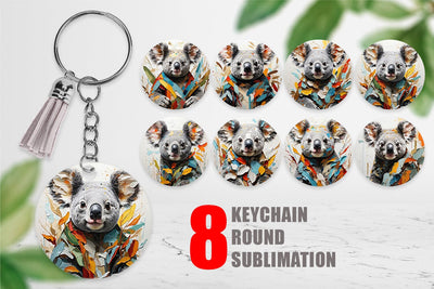 Keychain 3D Koala Painting Sublimation artnoy 