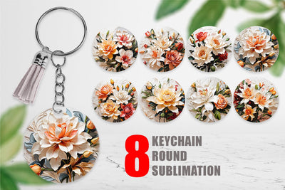Keychain 3D Lily Flower Painting Sublimation artnoy 