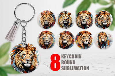 Keychain 3D Lion Painting Sublimation artnoy 