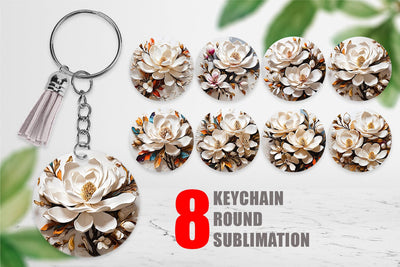 Keychain 3D Magnolia Flower Sublimation artnoy 