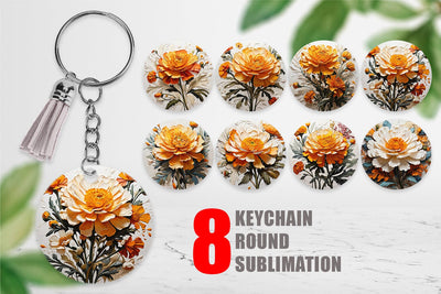 Keychain 3D Marigold Flower Sublimation artnoy 