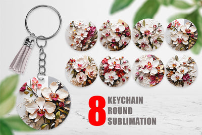 Keychain 3D Orchid Flower Sublimation artnoy 