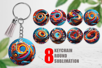 Keychain 3D Paint Swirling Colorful Sublimation artnoy 
