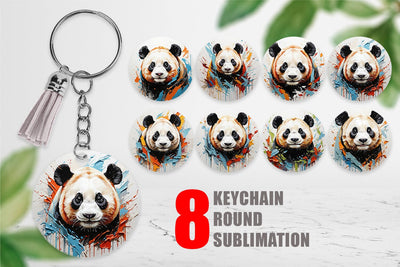 Keychain 3D Panda Painting Sublimation artnoy 