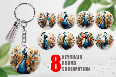 Keychain 3D Peacock Painting Sublimation artnoy 